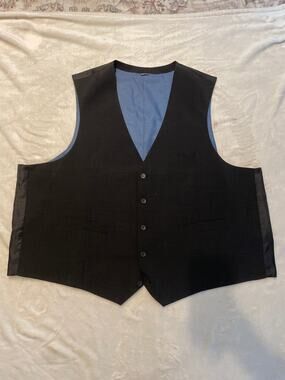 GS Perfect Fit Men's 56 Reg Vest Waistcoat Button Wool Stretch Blend Gilet Black